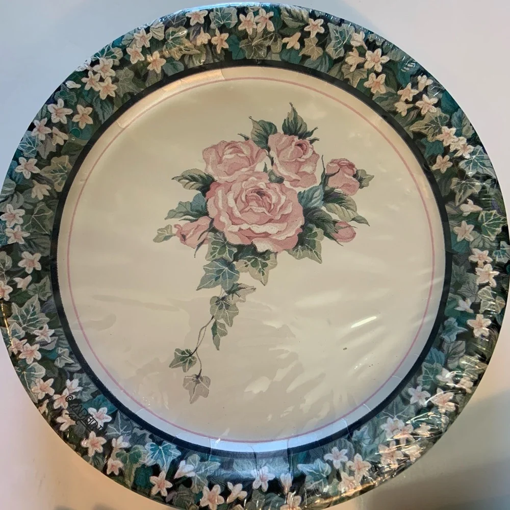 Vintage Ivy & Roses Floral Bridal Shower Paper Goods Cups Plates